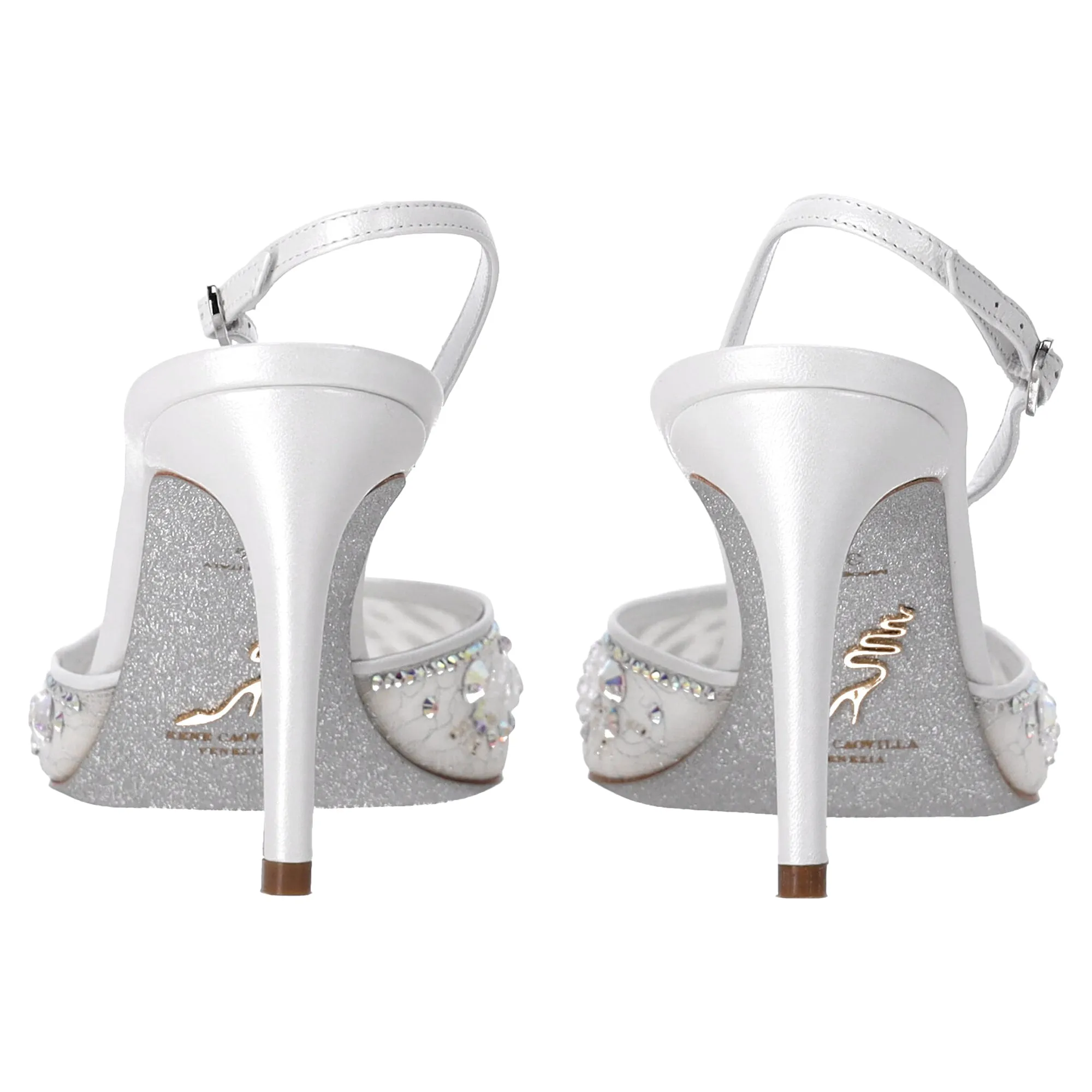 Ren Caovilla Cinderella Slingback Pumps in White Polyester