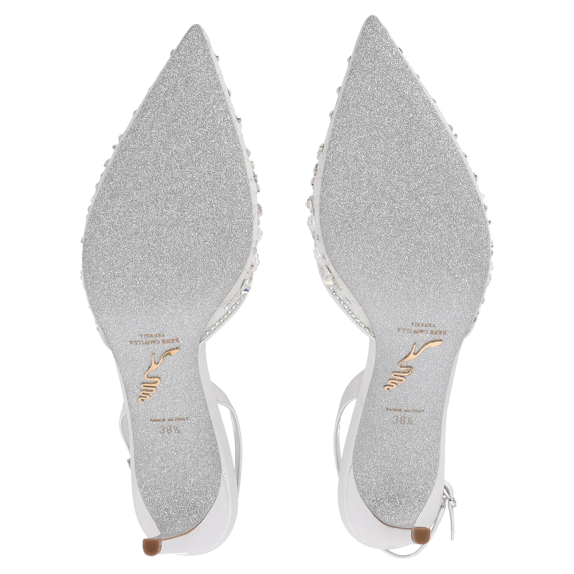 Ren Caovilla Cinderella Slingback Pumps in White Polyester
