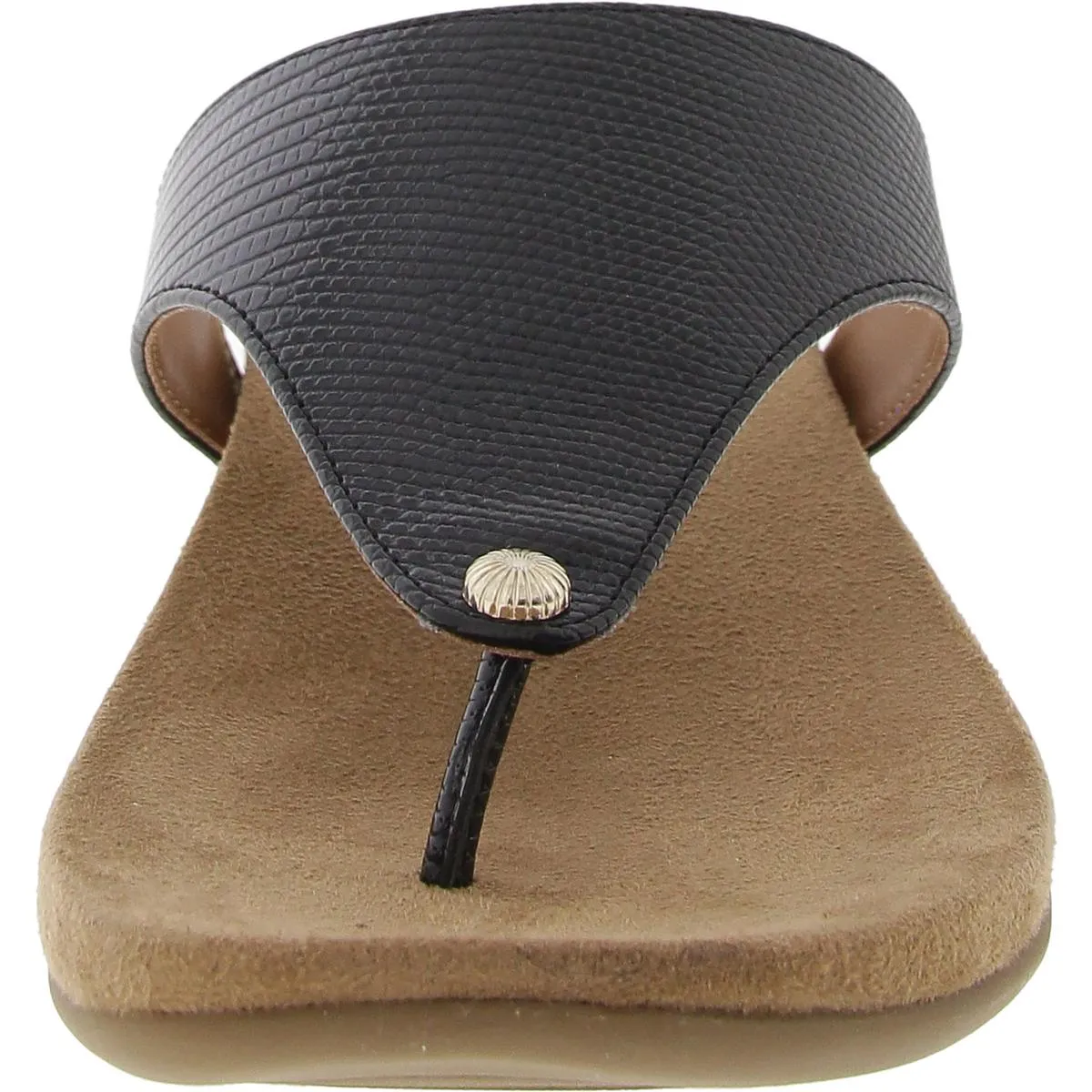 Riioo Womens Faux Leather Slip On Flip-Flops