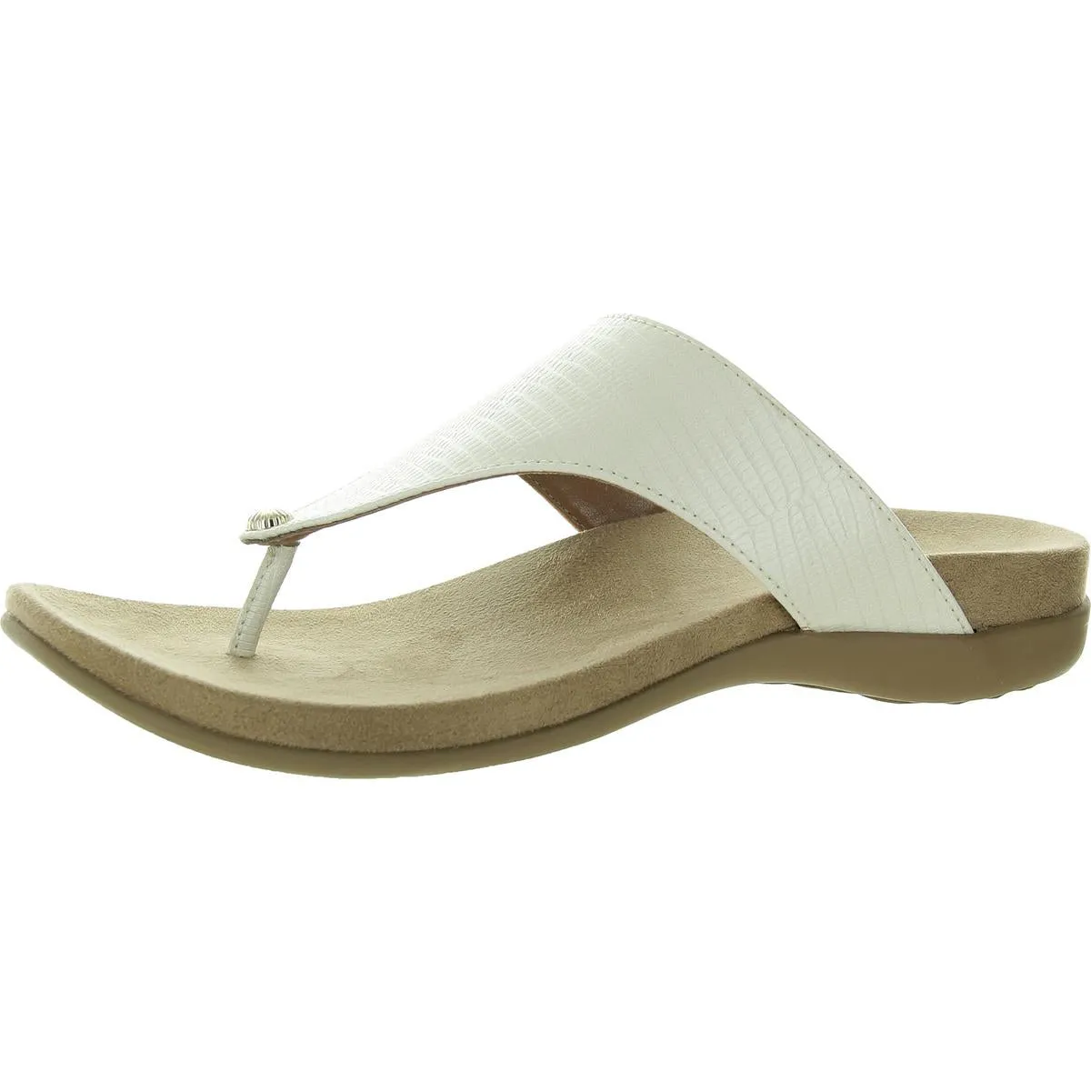 Riioo Womens Faux Leather Slip On Flip-Flops