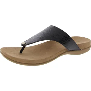 Riioo Womens Faux Leather Slip On Flip-Flops