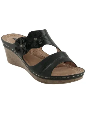 RITA Womens Comfort Insole Faux Leather Wedge Sandals