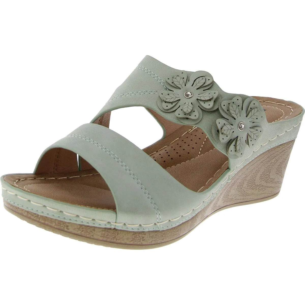 RITA Womens Comfort Insole Faux Leather Wedge Sandals