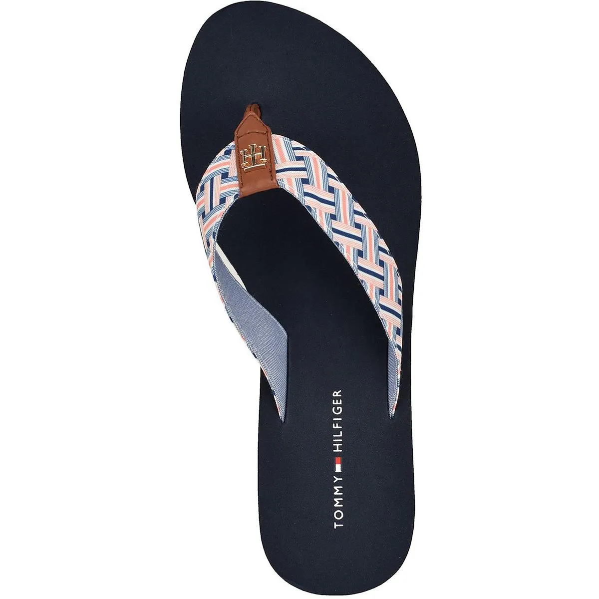 Roahna Womens Logo Wedge Thong Sandals