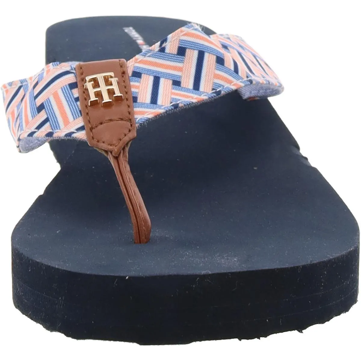Roahna Womens Logo Wedge Thong Sandals