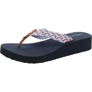 Roahna Womens Logo Wedge Thong Sandals