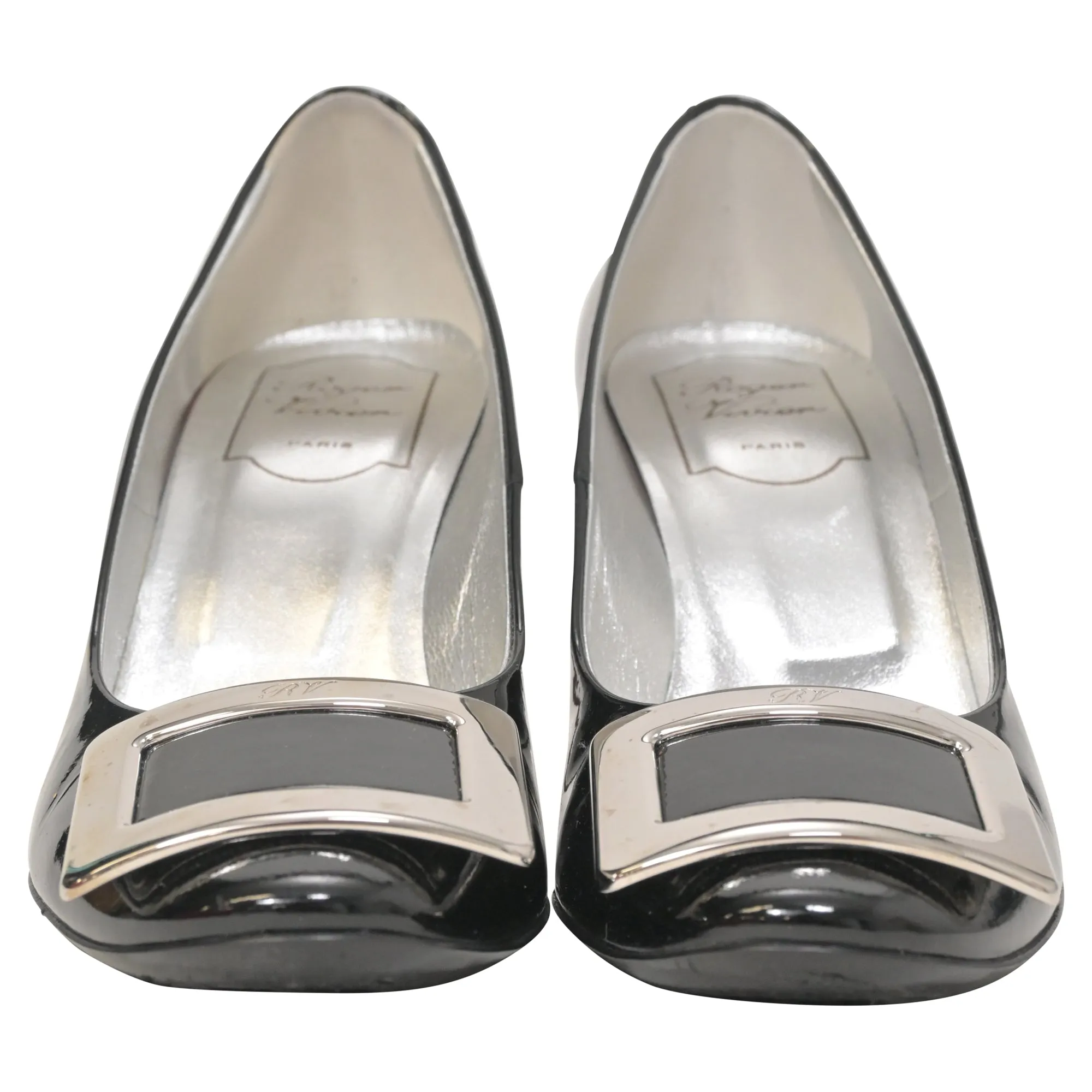 Roger Vivier Buckle Pumps in Black Patent Leather