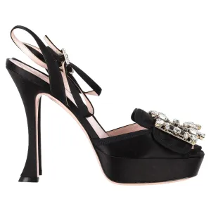 Roger Vivier Crystal Buckle Platform Sandal Heels