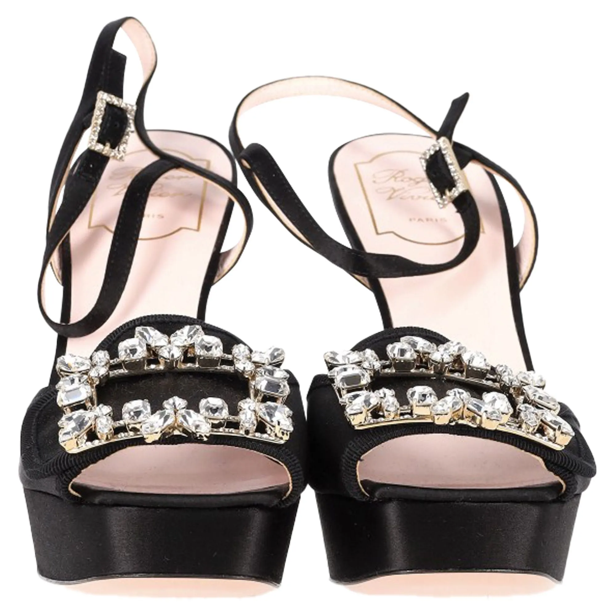Roger Vivier Crystal Buckle Platform Sandal Heels