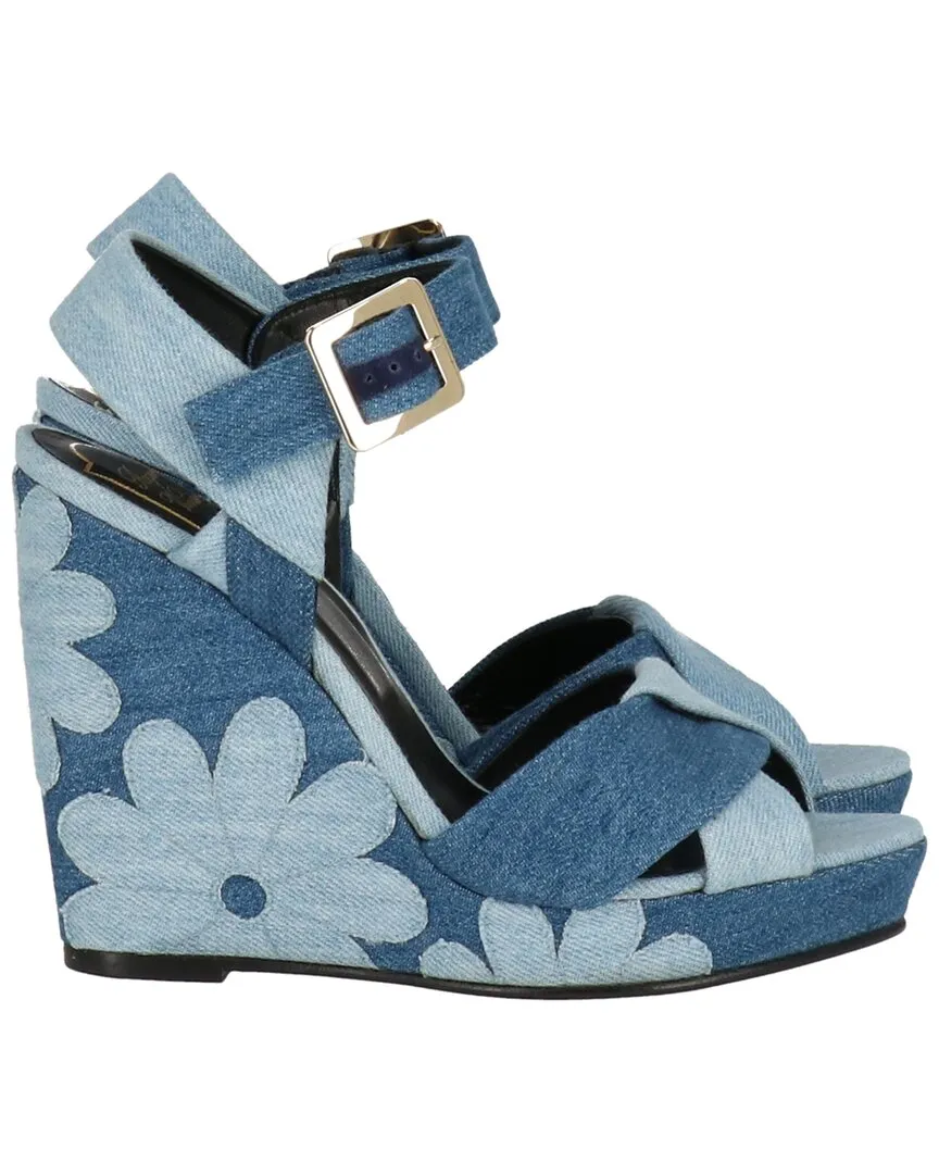 Roger Vivier Denim Wedge Sandal