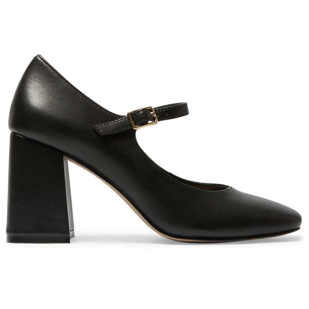 Roma Heel in Black Leather