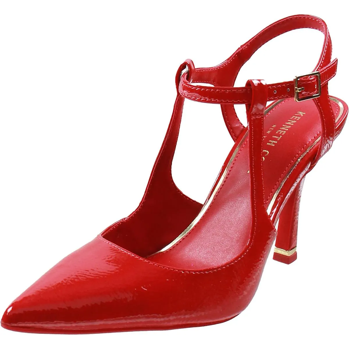 Romi Ankle Slingback Pumps Womens Buckle Crinkled Ankle Strap