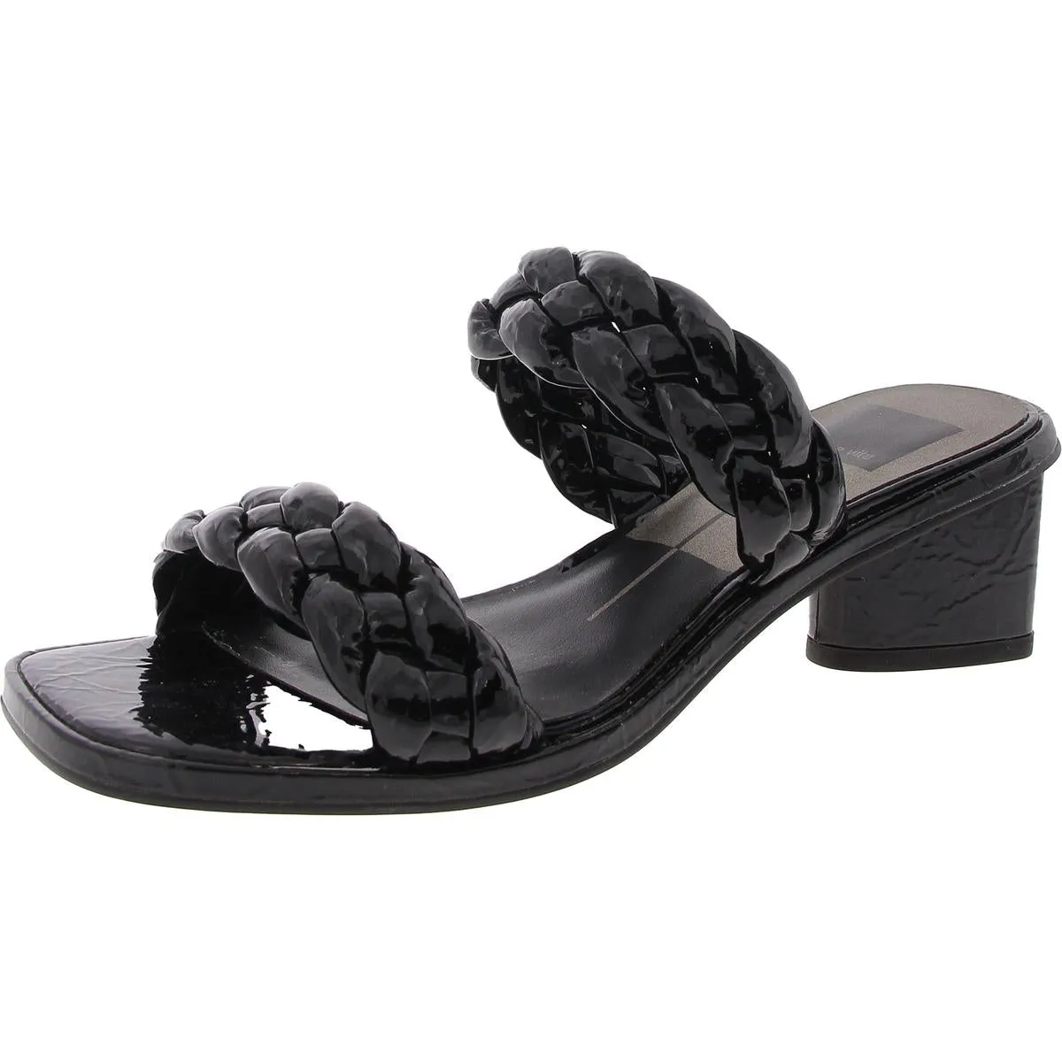 Ronin Womens Patent Leather Square Toe Mule Sandals