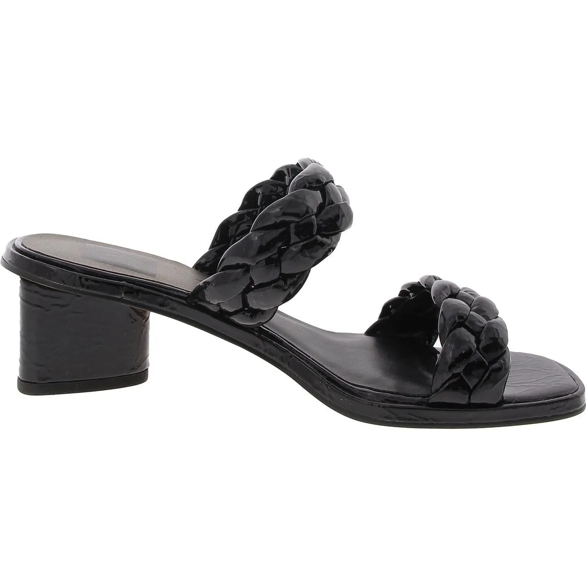 Ronin Womens Patent Leather Square Toe Mule Sandals