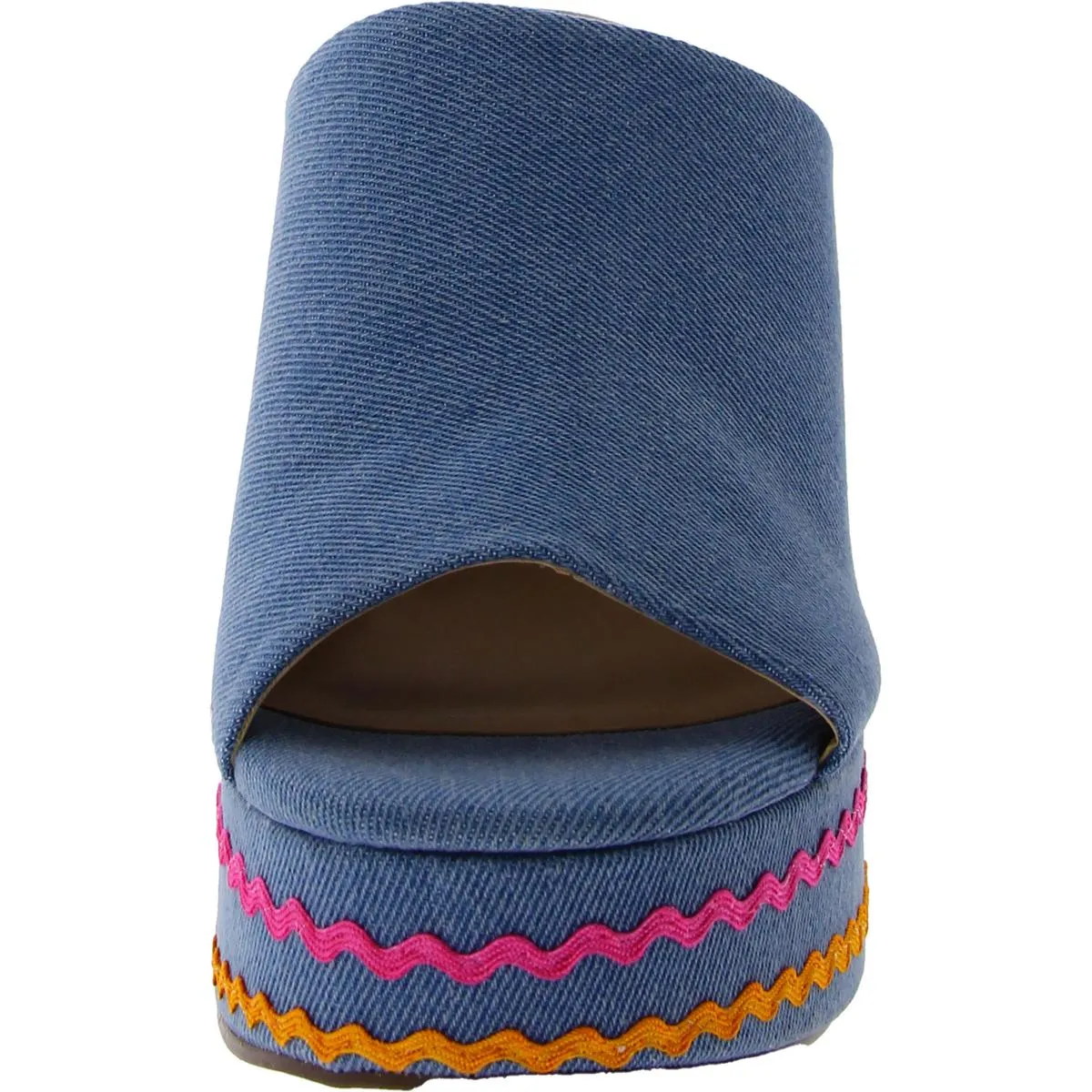 Rosaly Womens Denim Block Heel Mule Sandals