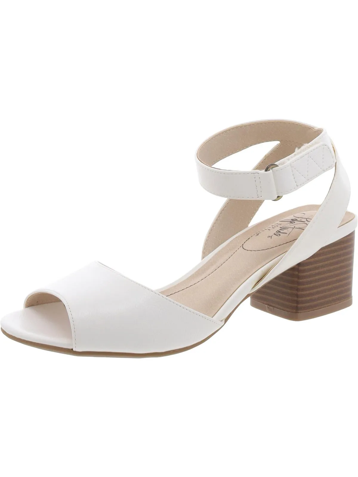 Rosetta Womens Faux Leather Adjustable Block Heel