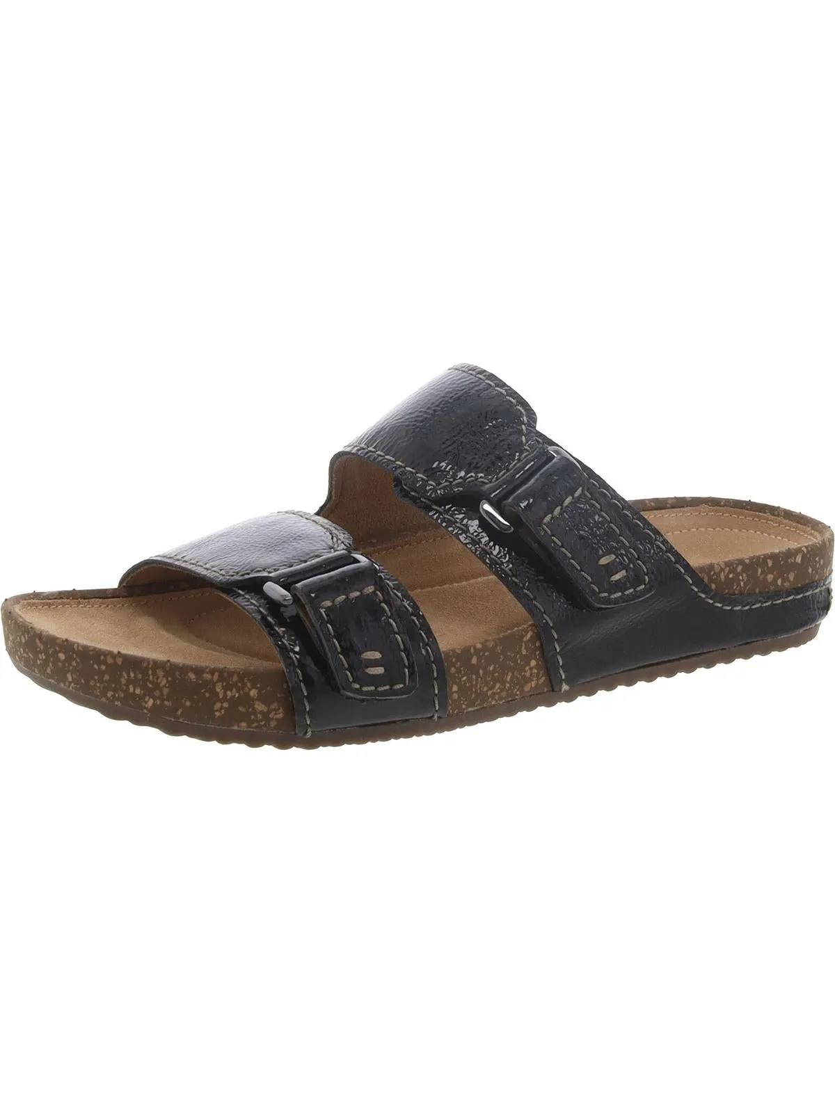 Rosilla Tilton Womens Patent Leather Adjustable Slide Sandals