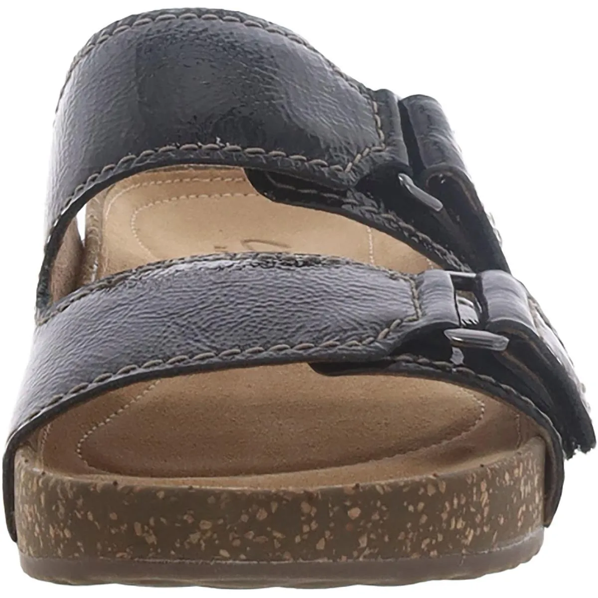 Rosilla Tilton Womens Patent Leather Adjustable Slide Sandals