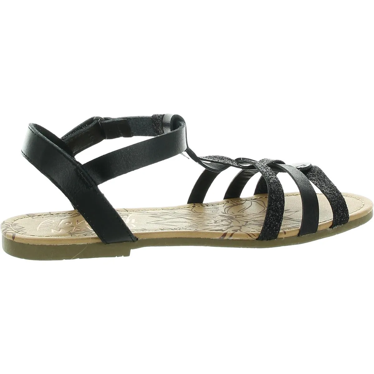 SABINI-K Womens Laceless Faux Leather Strappy Sandals
