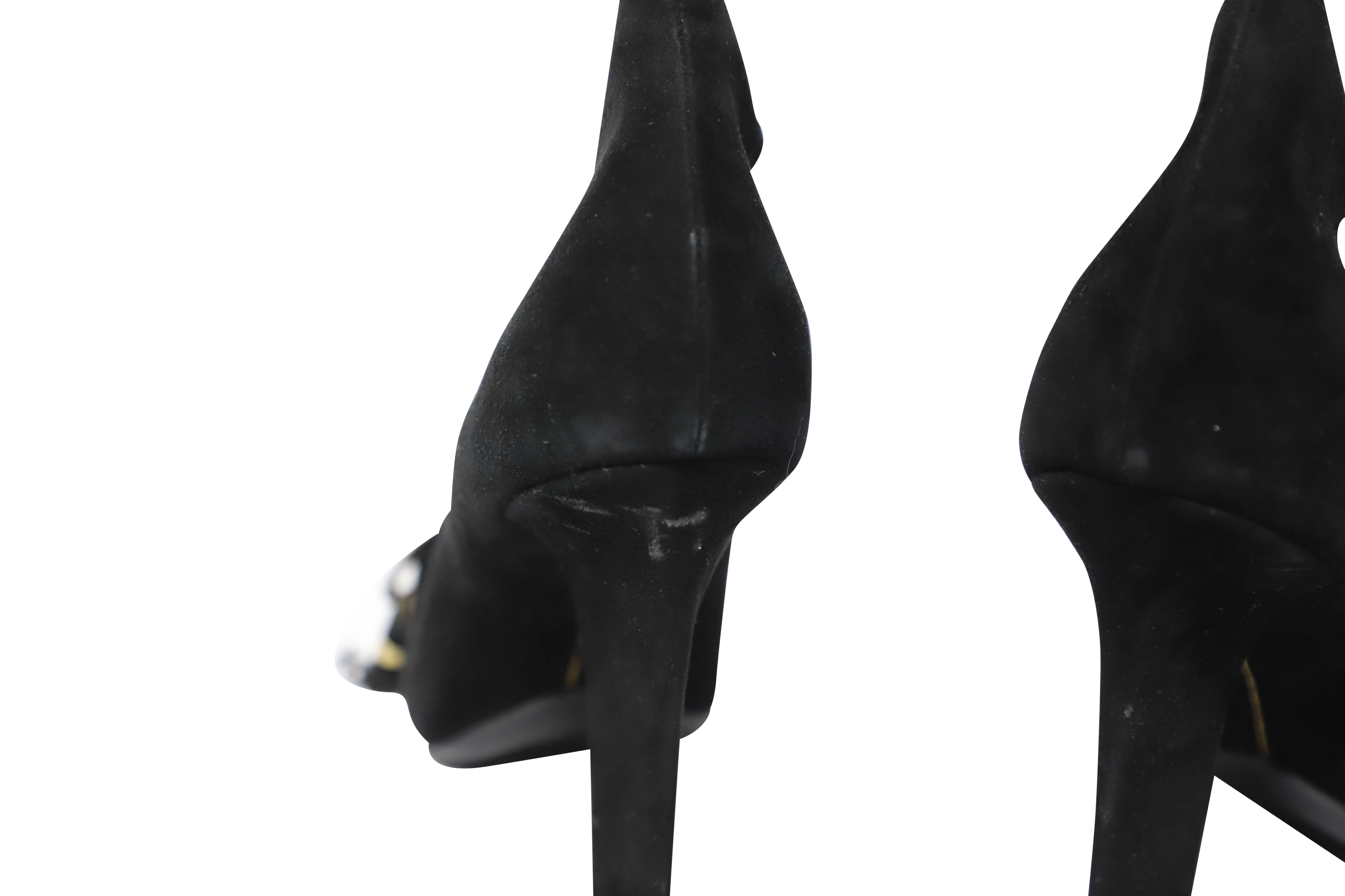 Salvatore Ferragamo Lace-Up Heels in Black Suede