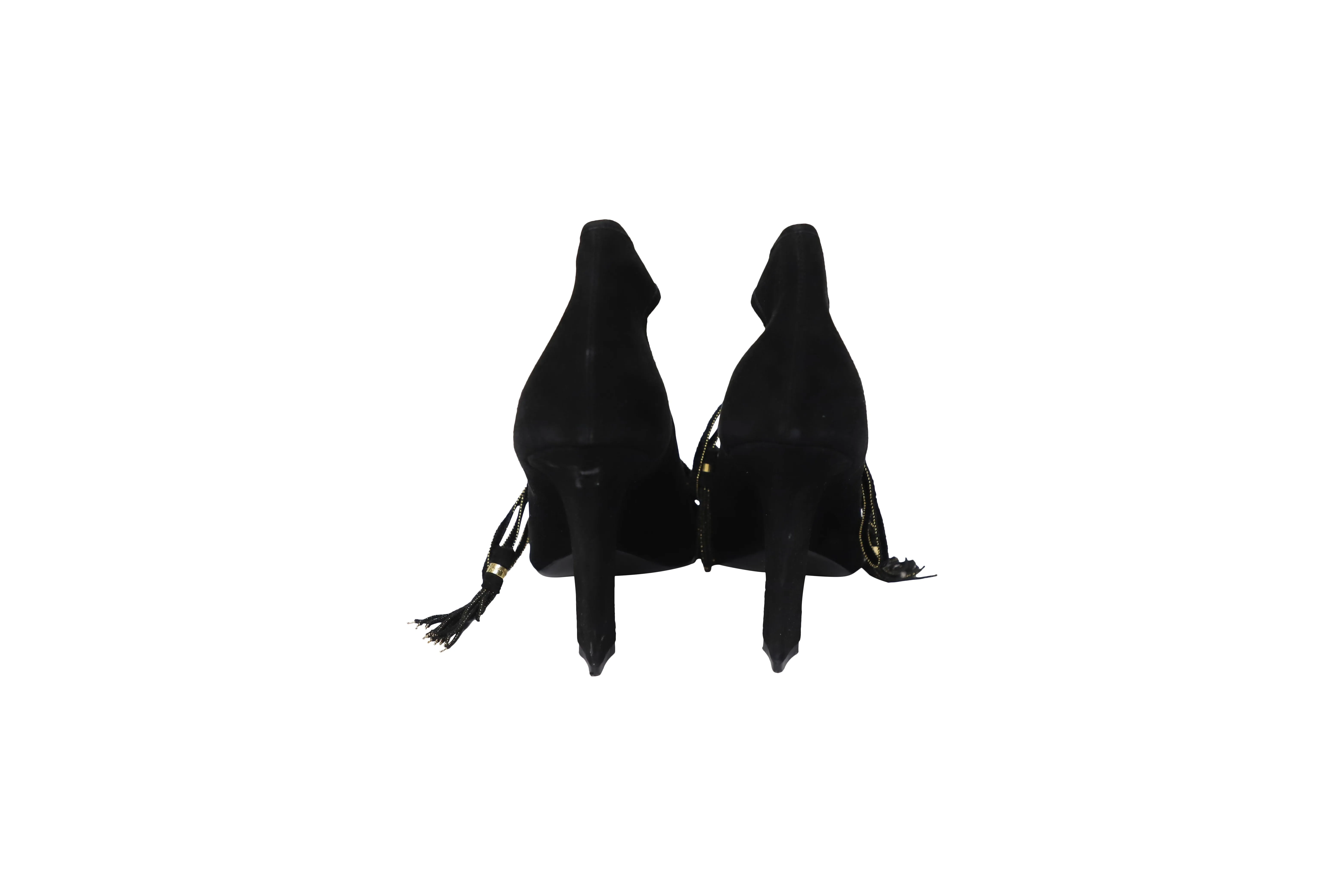 Salvatore Ferragamo Lace-Up Heels in Black Suede