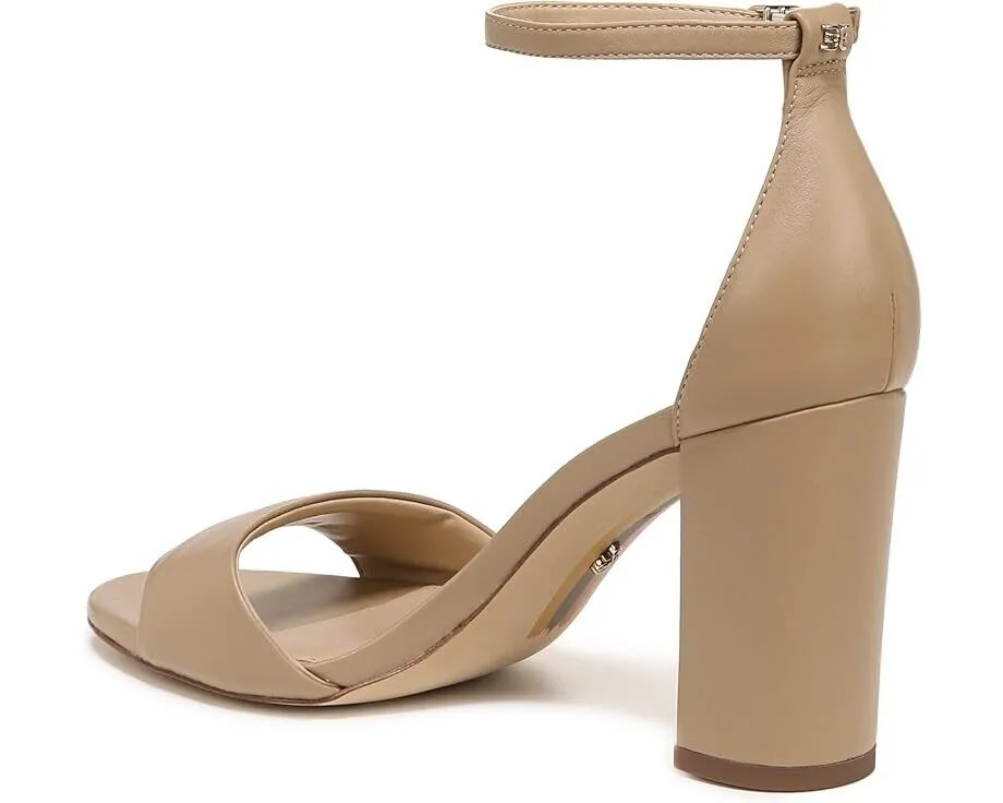 Sam Edelman Robyn Sandals Women's 9 Beige Leather Ankle Strap Block Heel KHD405