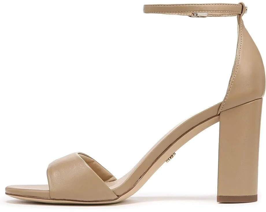 Sam Edelman Robyn Sandals Women's 9 Beige Leather Ankle Strap Block Heel KHD405