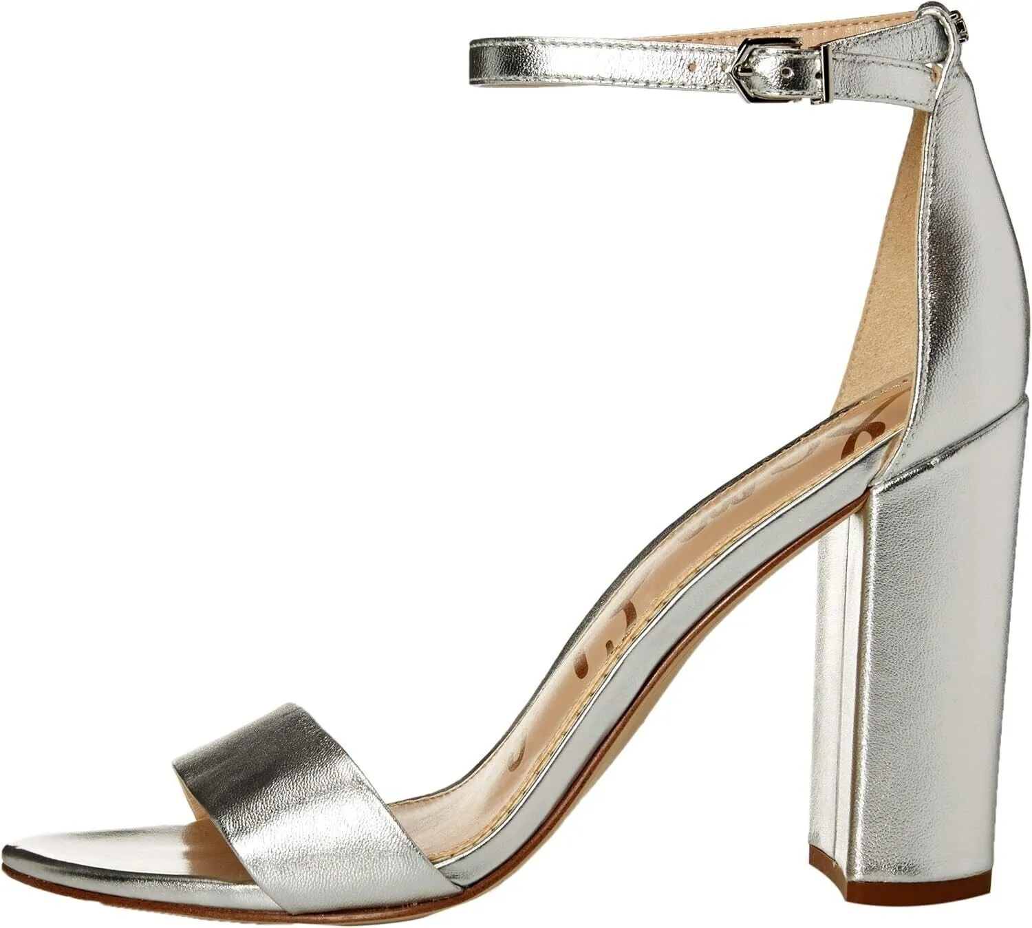 Sam Edelman Yaro Sandal Women's US 10.5 Silver Block Heel Ankle Strap ZPO1377