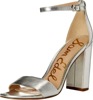Sam Edelman Yaro Sandal Women's US 10.5 Silver Block Heel Ankle Strap ZPO1377