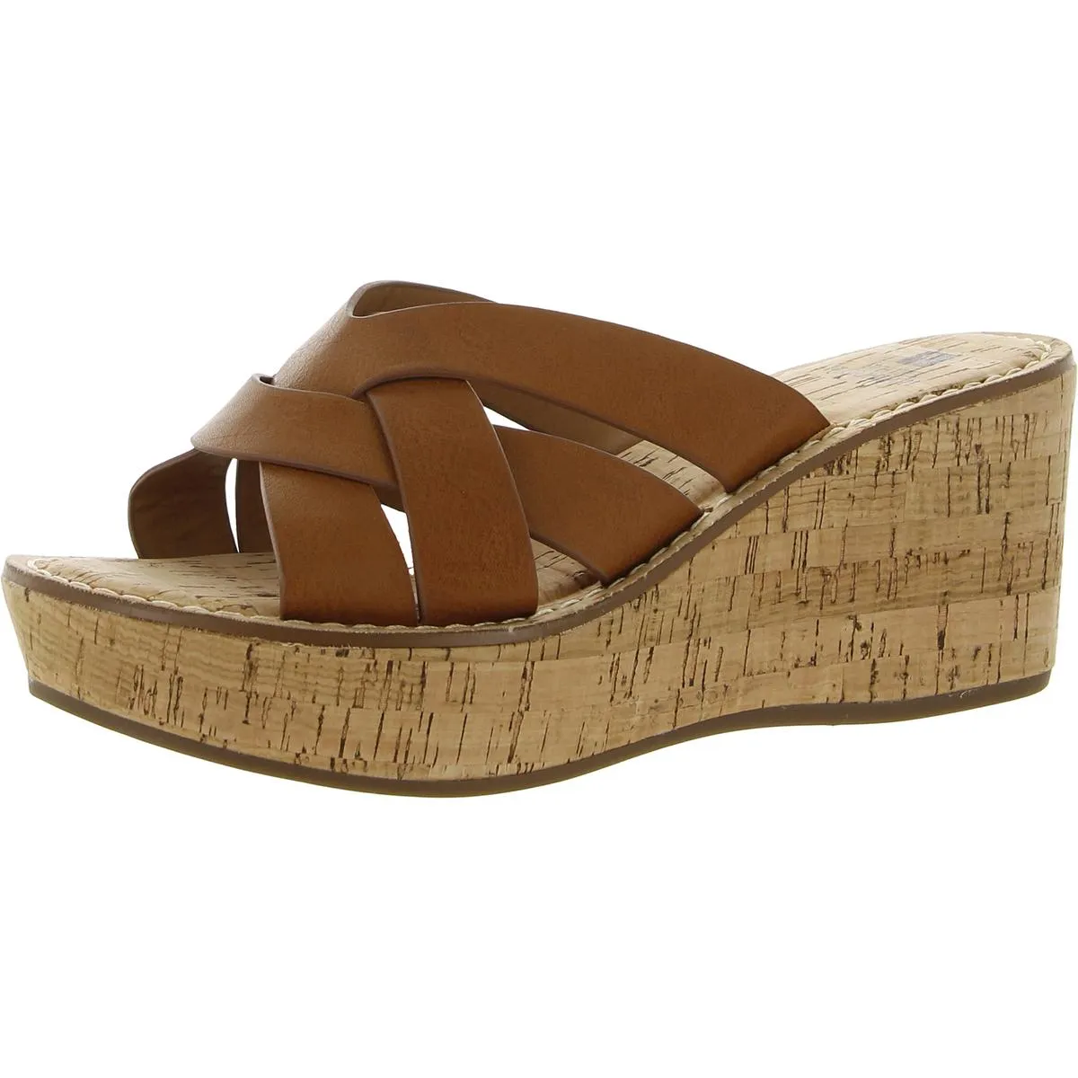 Samwell Womens Faux Leather Cork Wedge Heels