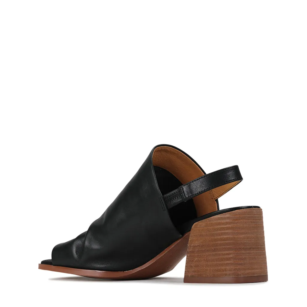 SARTORE LEATHER SLING-BACK HEELED SANDAL