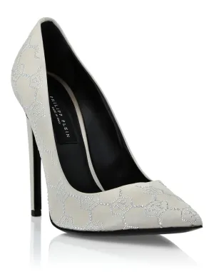 Satin Decollete Hi-Heels Monogram Strass