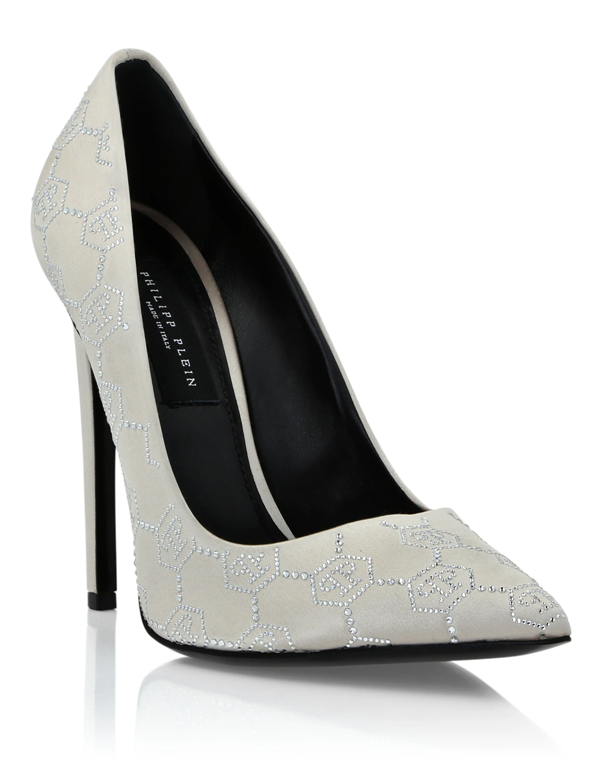 Satin Decollete Hi-Heels Monogram Strass