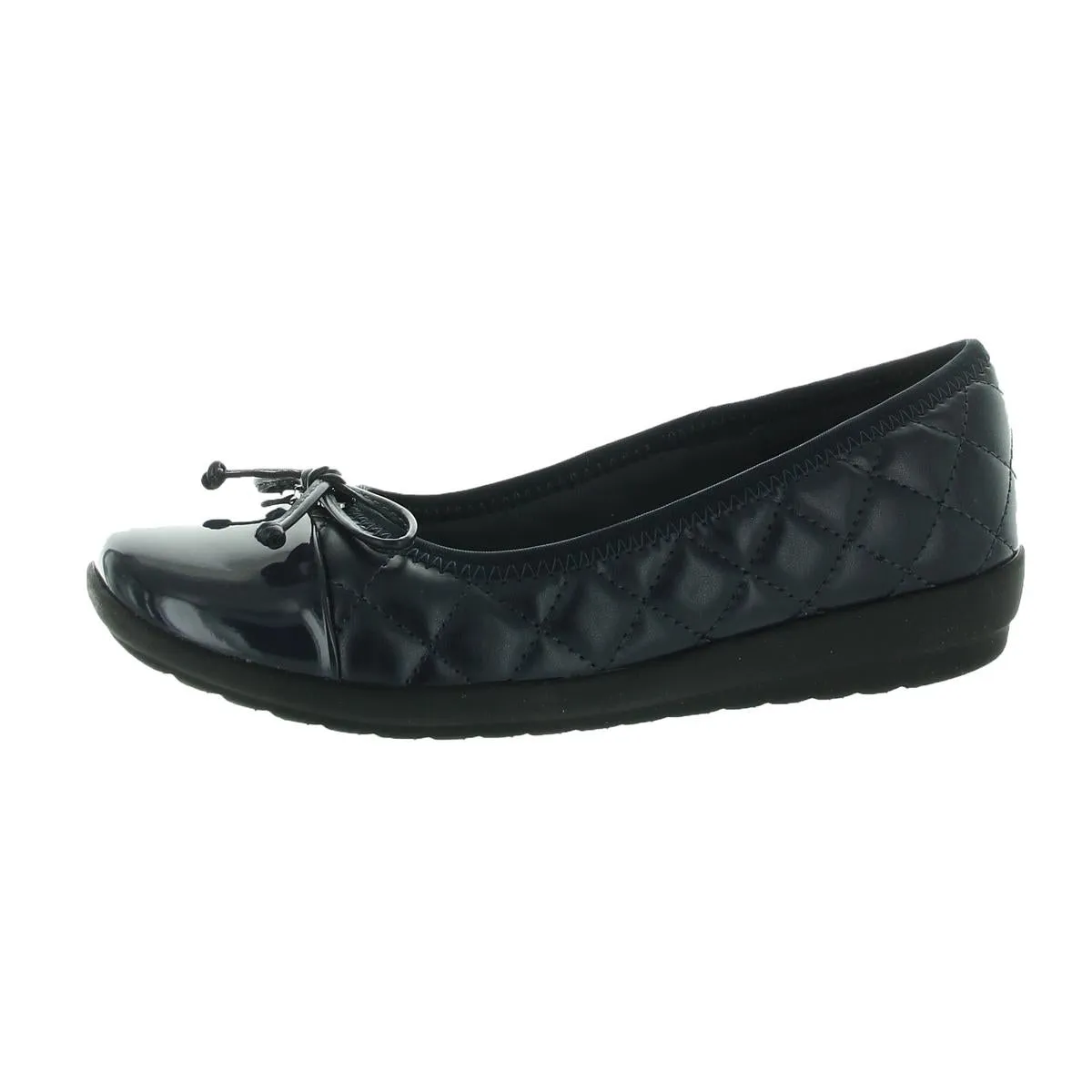 SEADRINA Womens Quilted Faux Leather Ballet Flats