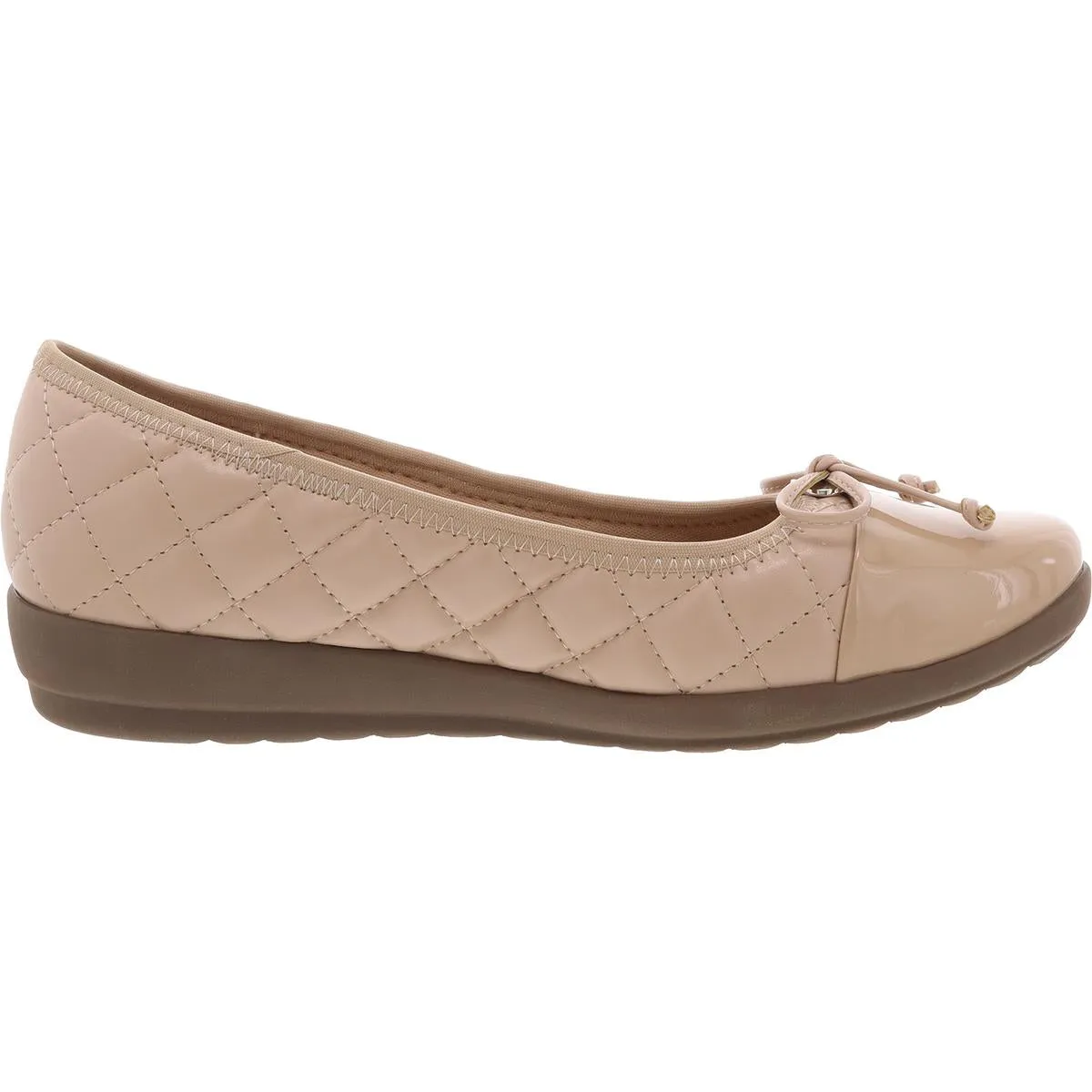 SEADRINA Womens Quilted Faux Leather Ballet Flats