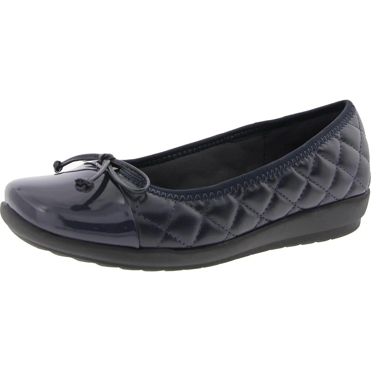 SEADRINA Womens Quilted Faux Leather Ballet Flats