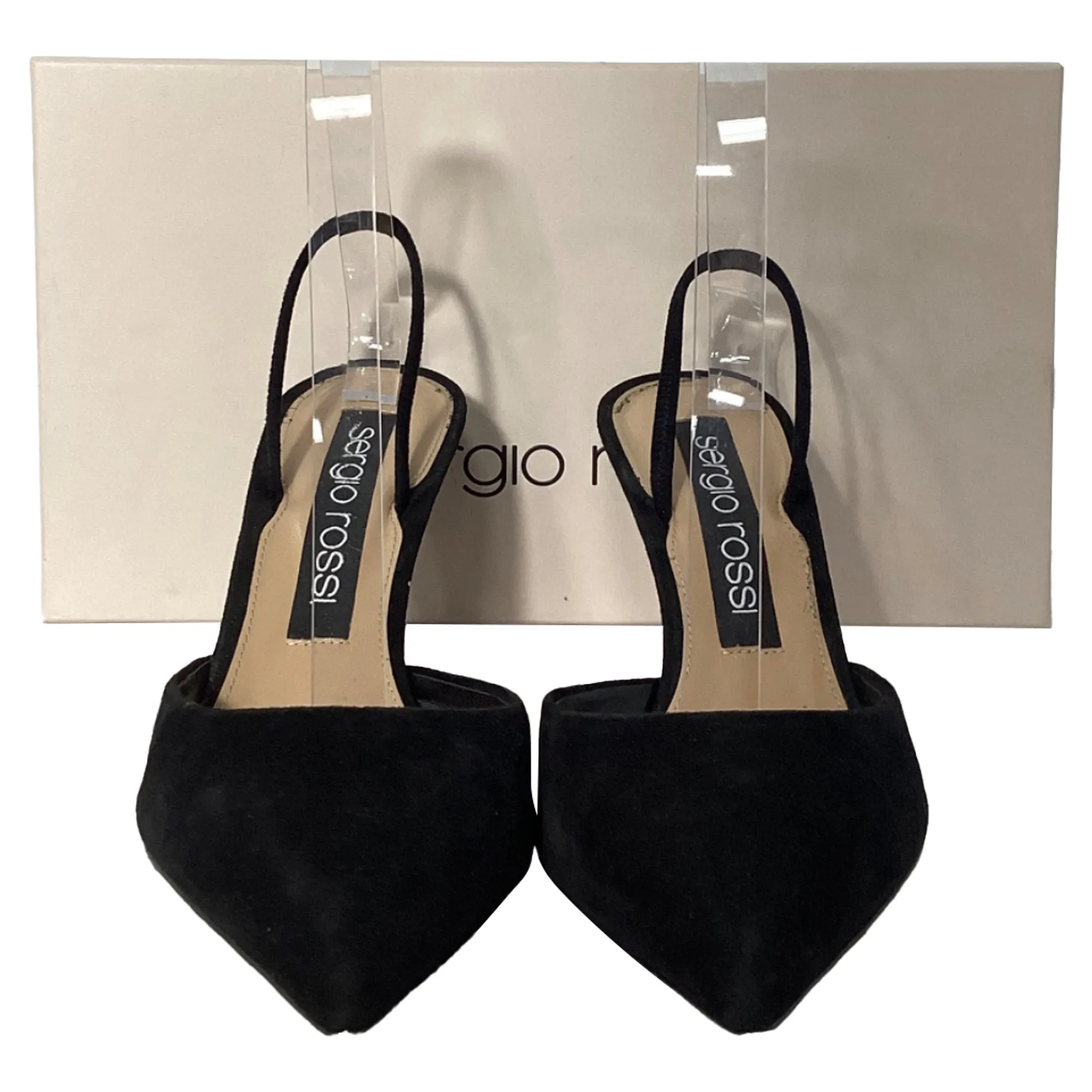 Sergio Rossi Godiva Slingback Sandals in Black Suede