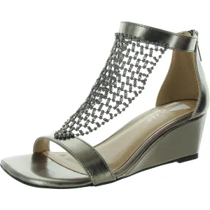 Sheila Womens Embellished Faux Leather Ankle Strap