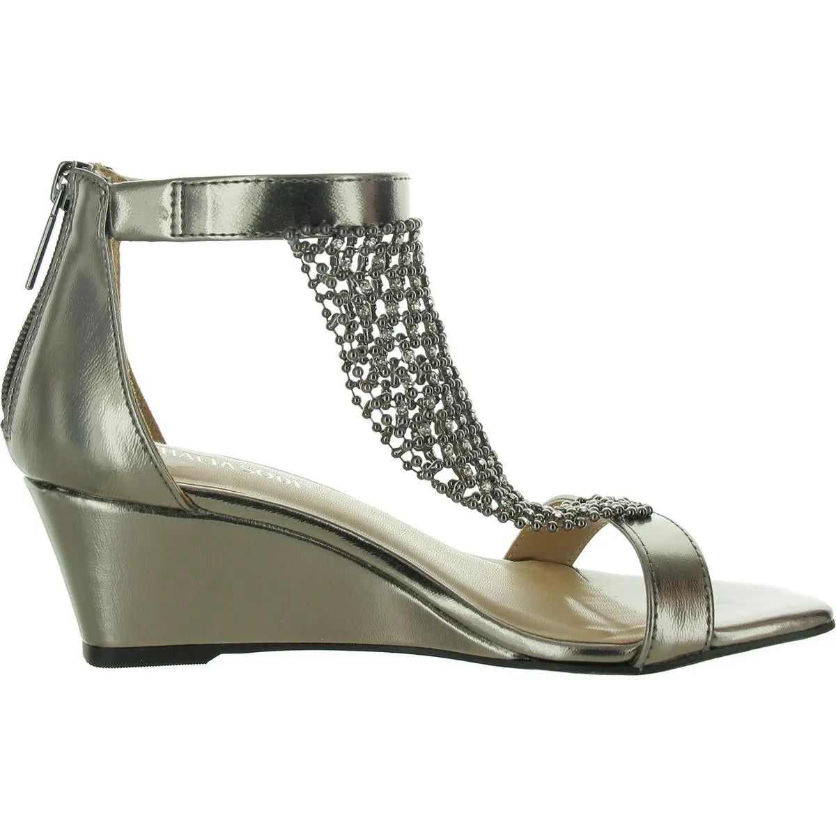 Sheila Womens Embellished Faux Leather Ankle Strap