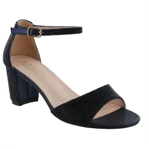 Shimmer Low Block Heel In Navy