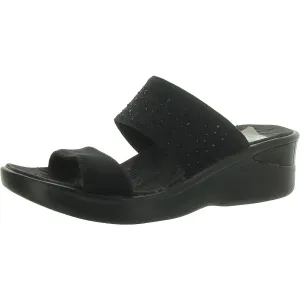 Sienna Womens Rhinestone Cushioned Footbed Slide Sandals