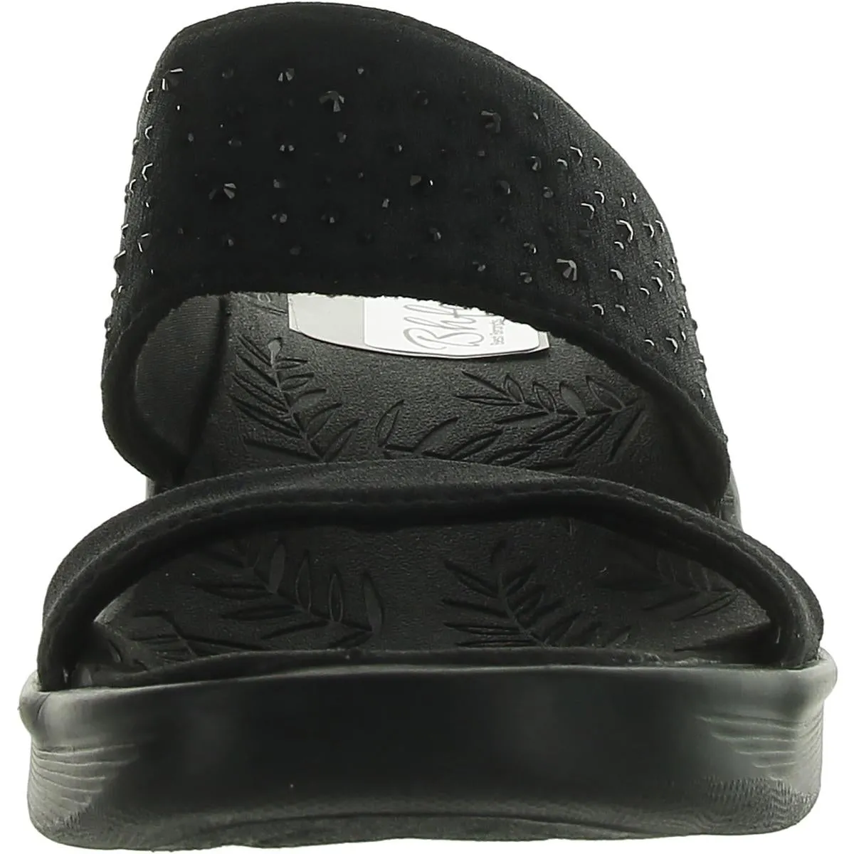 Sienna Womens Rhinestone Cushioned Footbed Slide Sandals