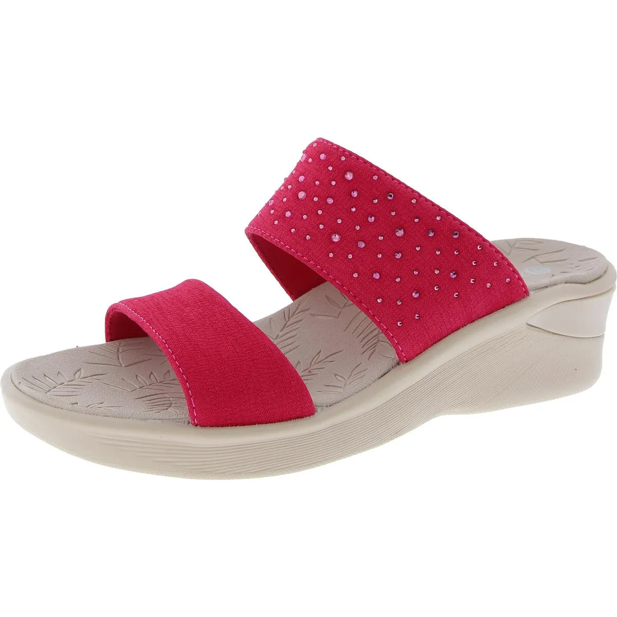 Sienna Womens Rhinestone Cushioned Footbed Slide Sandals