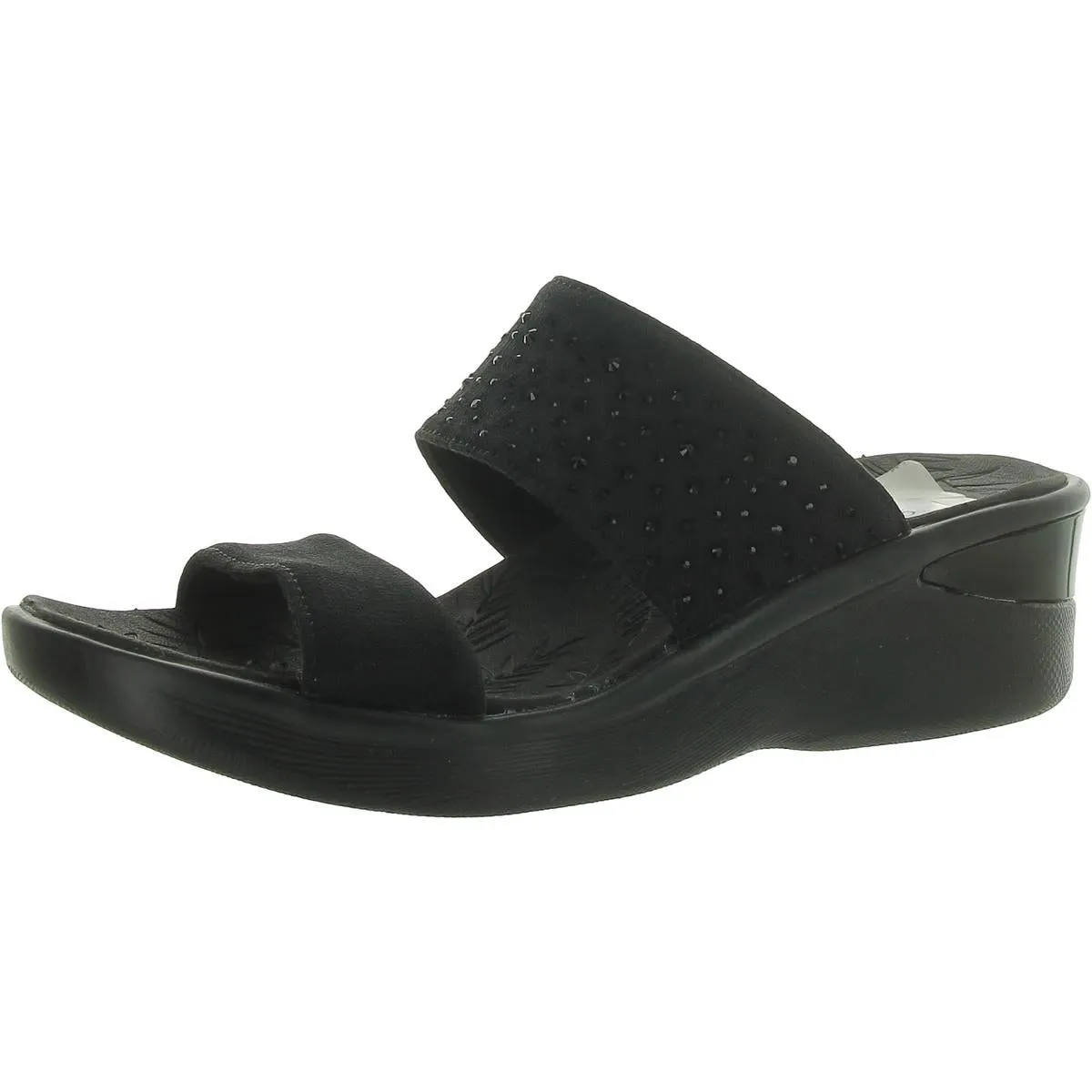 Sienna Womens Rhinestone Cushioned Footbed Slide Sandals
