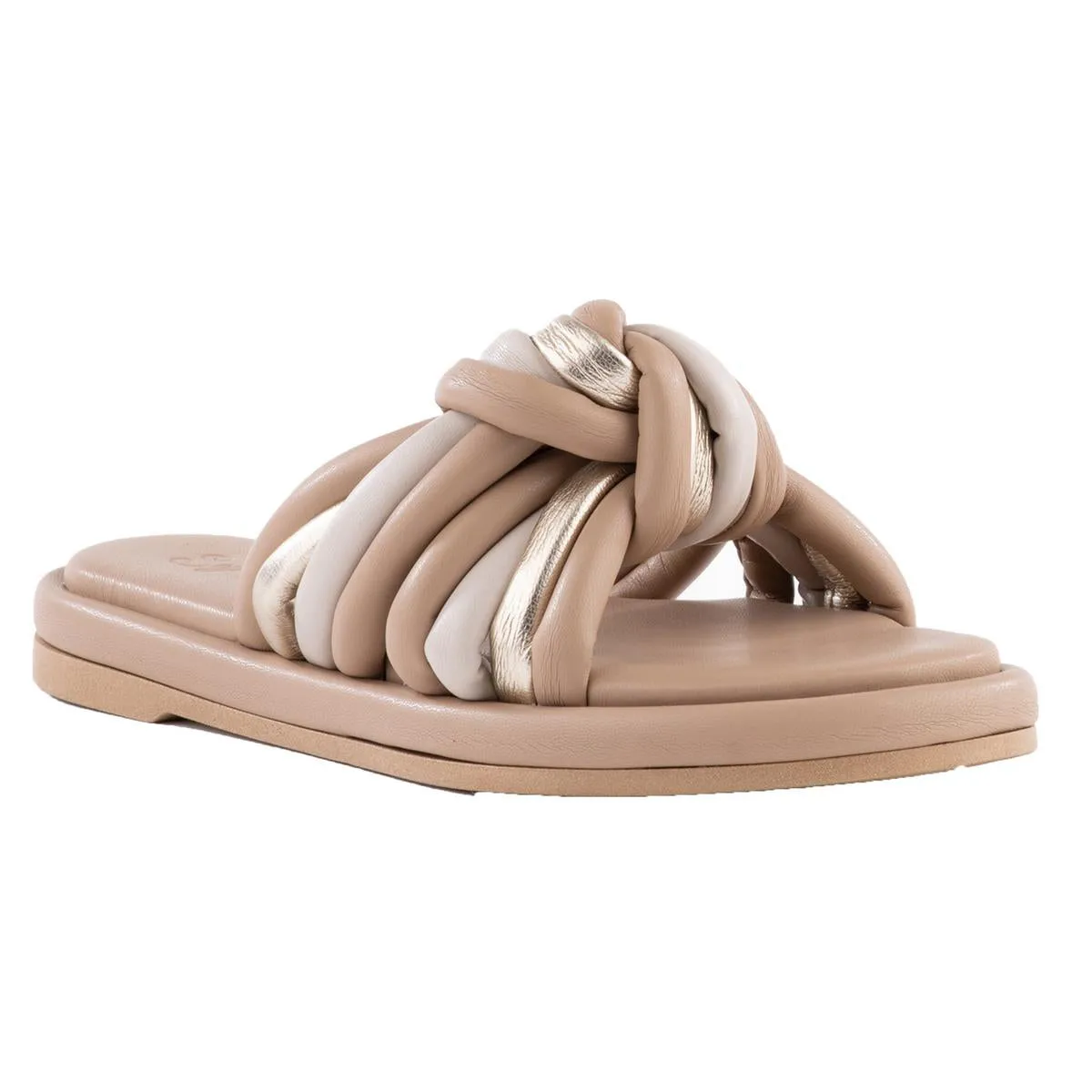 Simply The Best Womens Faux Leather Strappy Slide Sandals