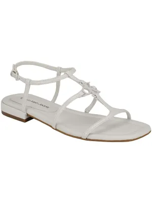 Sindy Womens Faux Leather Flat T-Strap Sandals