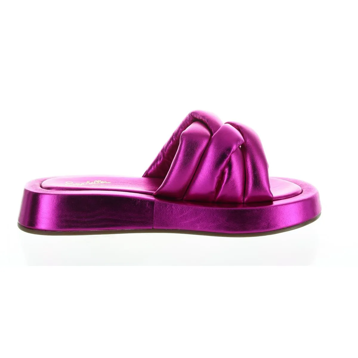 Sirens Womens Criss-Cross Leather Slide Sandals