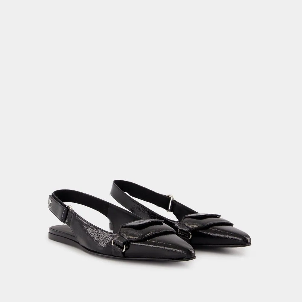 Sling Back Racer Vinyl - Leather - Black