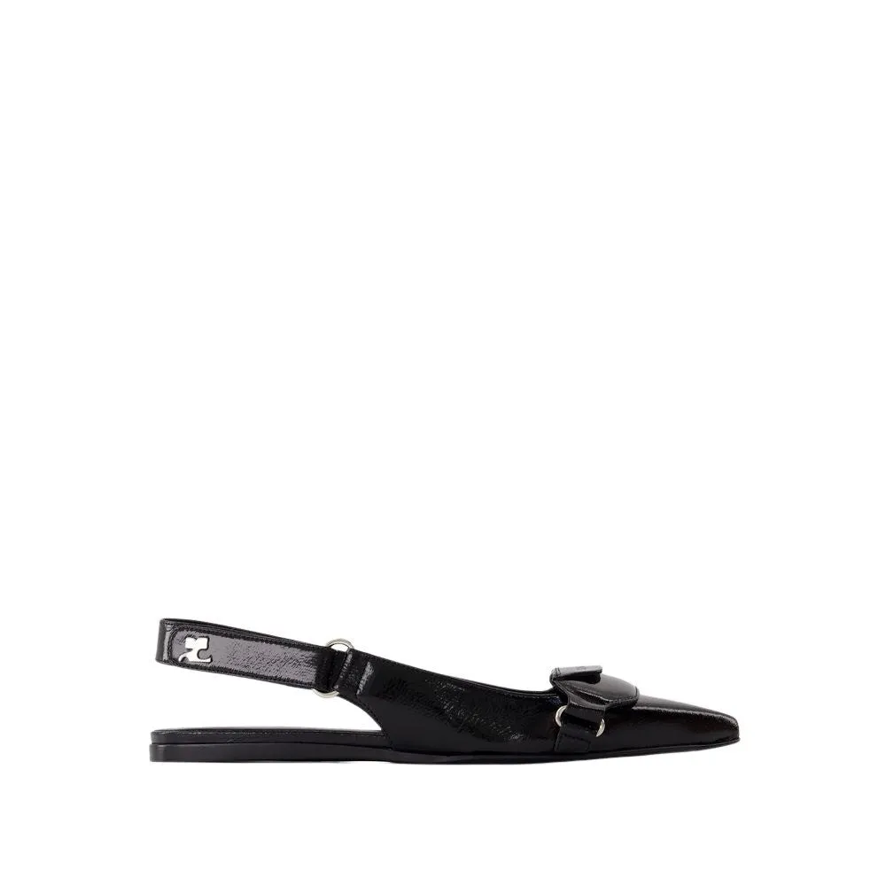 Sling Back Racer Vinyl - Leather - Black