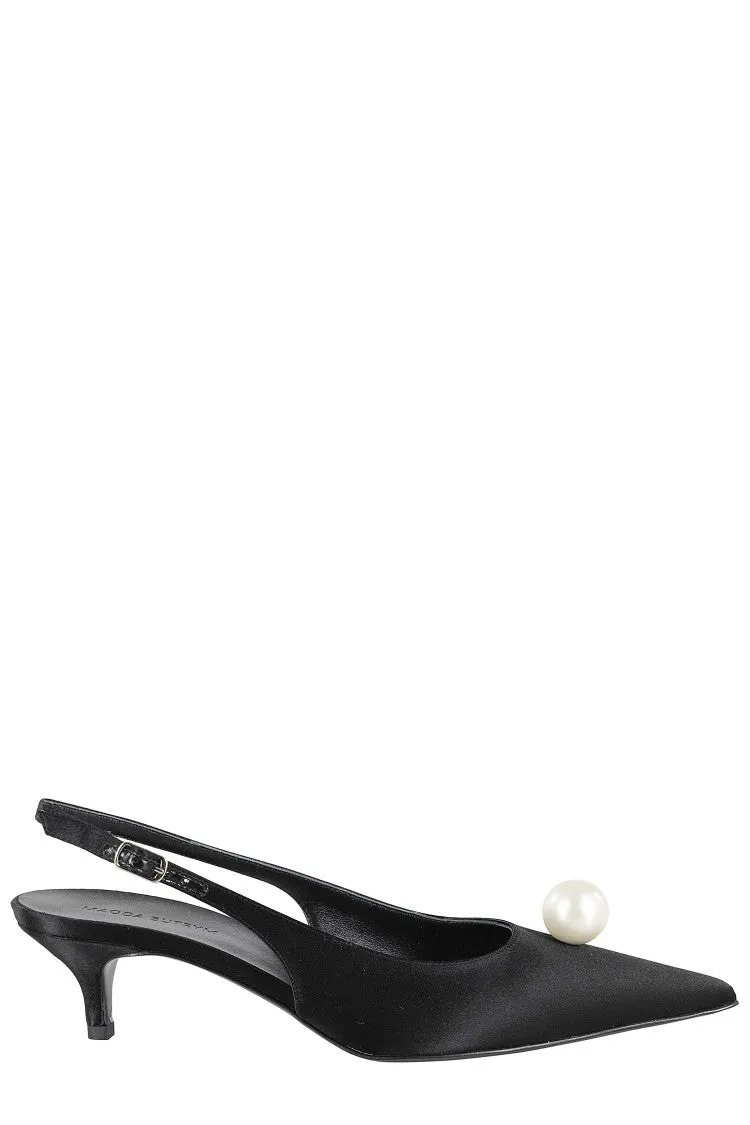 Slingback Kitten Heels Black Pearl